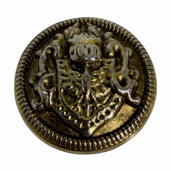 Lot 12 Metal Crest Shank Buttons Antique Gold Tone 0.91 in Sewing Crafts Blazer - Picture 4 of 7